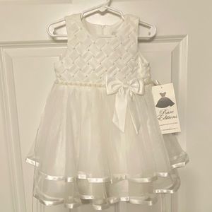 Rare Editions White Formal Party Flower Girl Baptism Dress size 24M
